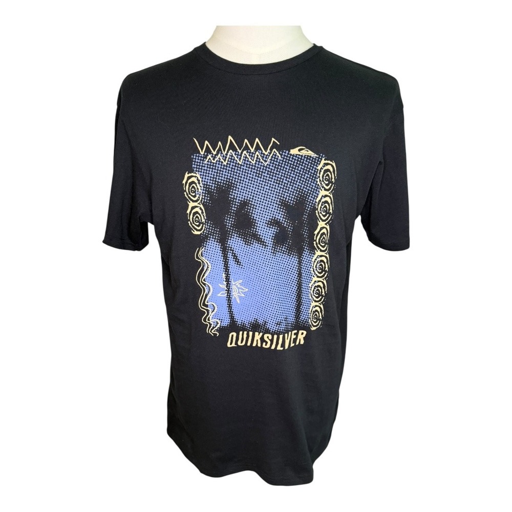 Quiksilver Graphic T-Shirt Palm Trees Print Crew Neck Short Sleeve Size Small